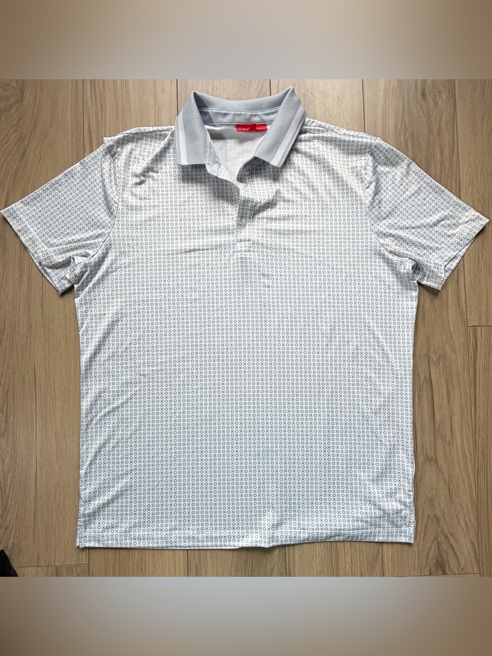 Redvanly Performance Golf Polo Shirt Mens L Gray White XO Pattern